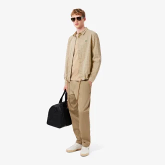Sobrecamiseta de cuadros de algodón grueso oversize para hombre