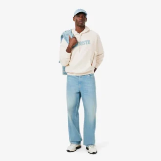 Sudadera con capucha bordada de corte holgado para hombre