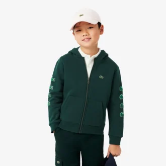 Sudadera con capucha y cremallera de felpa estampada para niños