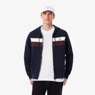 Sudadera con capucha y cremallera para hombre en bloques de color