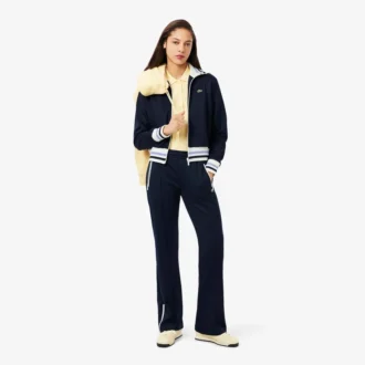Sudadera con cremallera y detalles a rayas para mujer