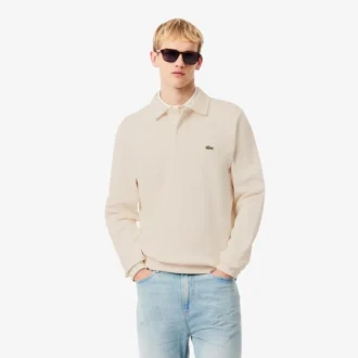 Sudadera de algodón con cuello polo y ribete para hombre