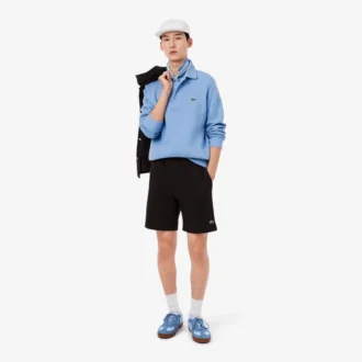 Sudadera de algodón con cuello polo y ribete para hombre