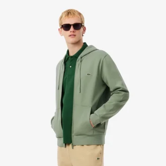 Sudadera de felpa con cremallera y corte clásico para hombre