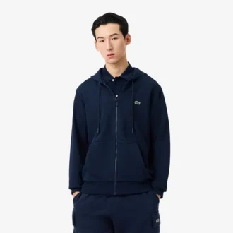 Sudadera de felpa con cremallera y corte clásico para hombre