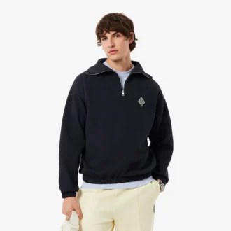 Sudadera de piqué con cuello con cremallera y corte holgado