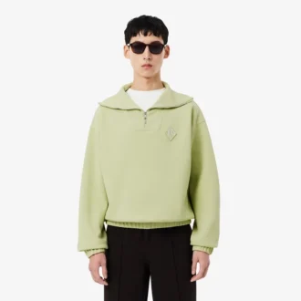 Sudadera de piqué con cuello con cremallera y corte holgado