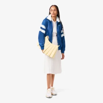 Sudadera oversize de satén con rayas pointelle para mujer