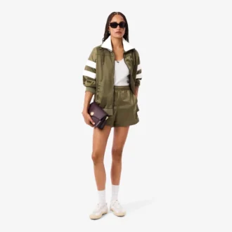 Sudadera oversize de satén con rayas Pointelle para mujer