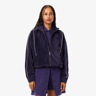 Sudadera oversize de terciopelo con cremallera para mujer