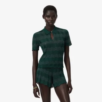 Suéter con cuello polo Runway Pointelle