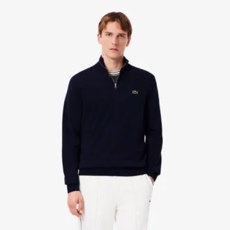 Suéter de algodón con cuello alto y cremallera para hombre