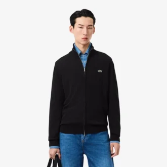 Suéter de algodón con cuello alto y cremallera para hombre