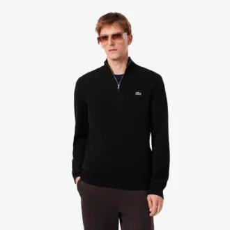 Suéter de algodón con cuello alto y cremallera para hombre