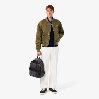 Suéter de algodón con cuello alto y cremallera para hombre