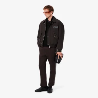 Suéter de algodón con cuello alto y cremallera para hombre