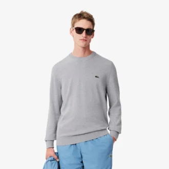 Suéter de algodón con cuello redondo para hombre