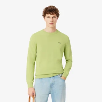 Suéter de algodón con cuello redondo para hombre