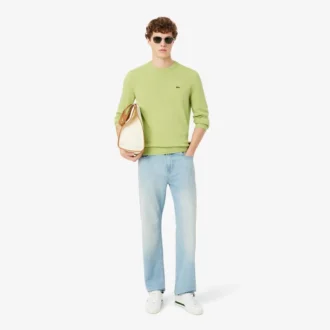 Suéter de algodón con cuello redondo para hombre