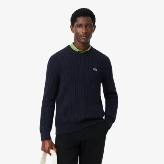 Suéter de algodón con punto trenzado para hombre
