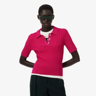 Suéter de cuello polo con tejido trenzado Runway