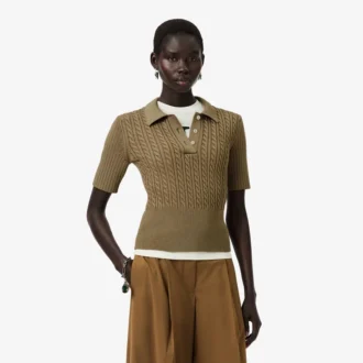 Suéter de cuello polo con tejido trenzado Runway