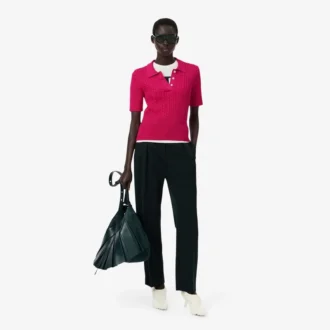 Suéter de cuello polo con tejido trenzado Runway