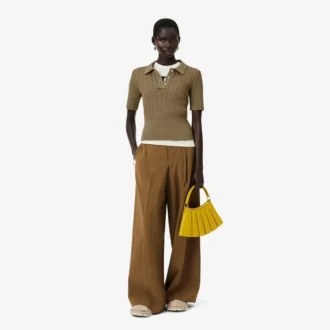 Suéter de cuello polo con tejido trenzado Runway