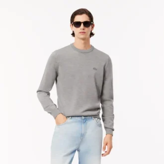 Suéter de cuello redondo de lana merino para hombre
