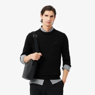 Suéter de cuello redondo de lana merino para hombre