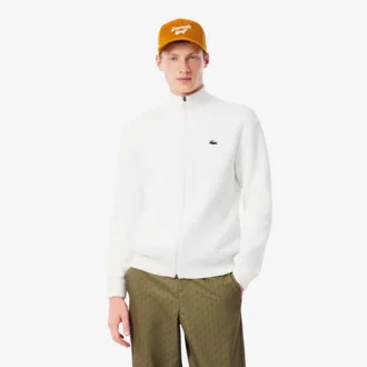Suéter de golf con cremallera de punto acanalado para hombre