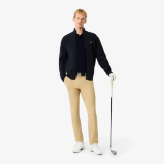 Suéter de golf con cremallera de punto acanalado para hombre