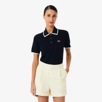 Suéter de golf de manga corta con cuello polo para mujer