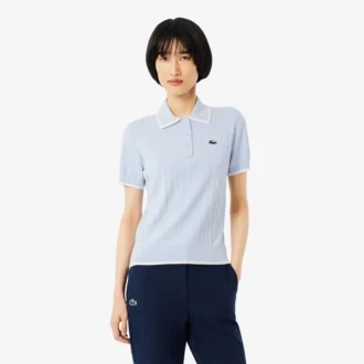 Suéter de golf de manga corta con cuello polo para mujer
