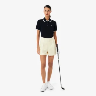 Suéter de golf de manga corta con cuello polo para mujer
