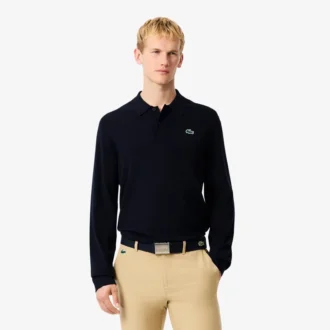 Suéter de golf elástico con cuello polo para hombre