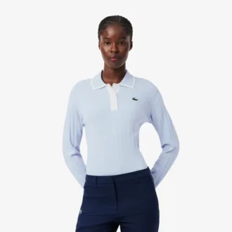 Suéter de golf elástico con cuello polo para mujer