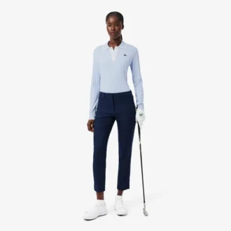 Suéter de golf elástico con cuello polo para mujer