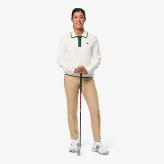 Suéter de golf elástico con cuello polo para mujer