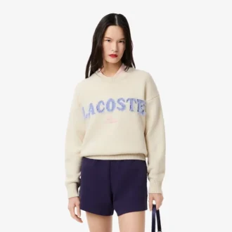 Suéter de lana con intrincados motivos de la marca para mujer