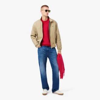Suéter de lana de corte holgado con efecto patchwork para hombre