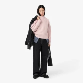 Suéter de lana de cuello alto con efecto patchwork para mujer