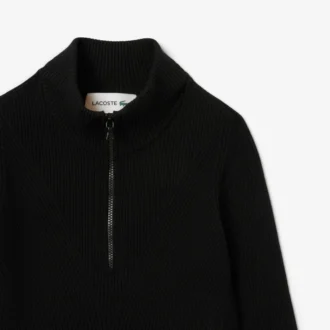 Suéter de punto acanalado 3D de cuello alto para mujer