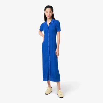 Vestido de mujer con cuello de polo de punto acanalado