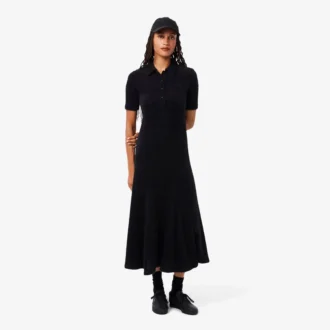 Vestido de mujer con cuello polo de punto acanalado y pelo