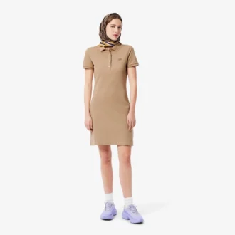 Vestido de polo mini de piqué elástico de corte ajustado para mujer