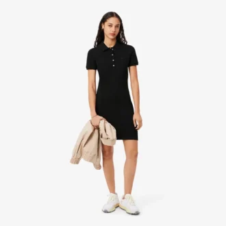 Vestido de polo mini de piqué elástico de corte ajustado para mujer