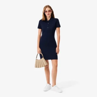 Vestido de polo mini de piqué elástico de corte ajustado para mujer