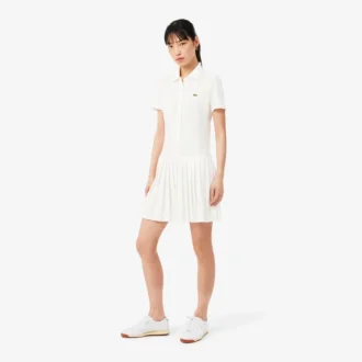 Vestido de polo plisado de piqué elástico
