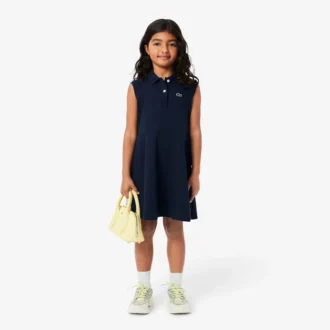 Vestido de polo sin mangas de piqué elástico para niña